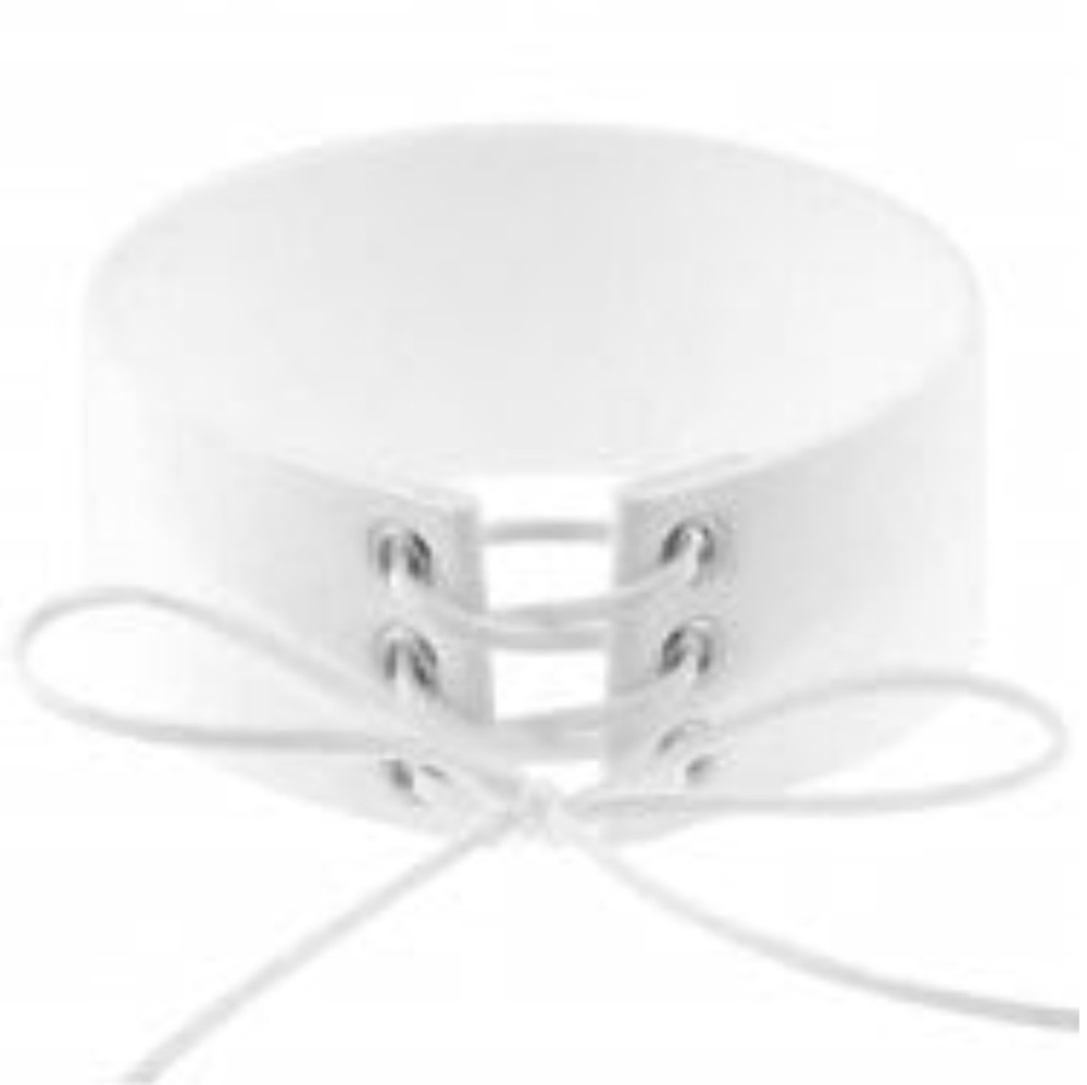 White Laced Faux Leather Velvet BowKnot Choker